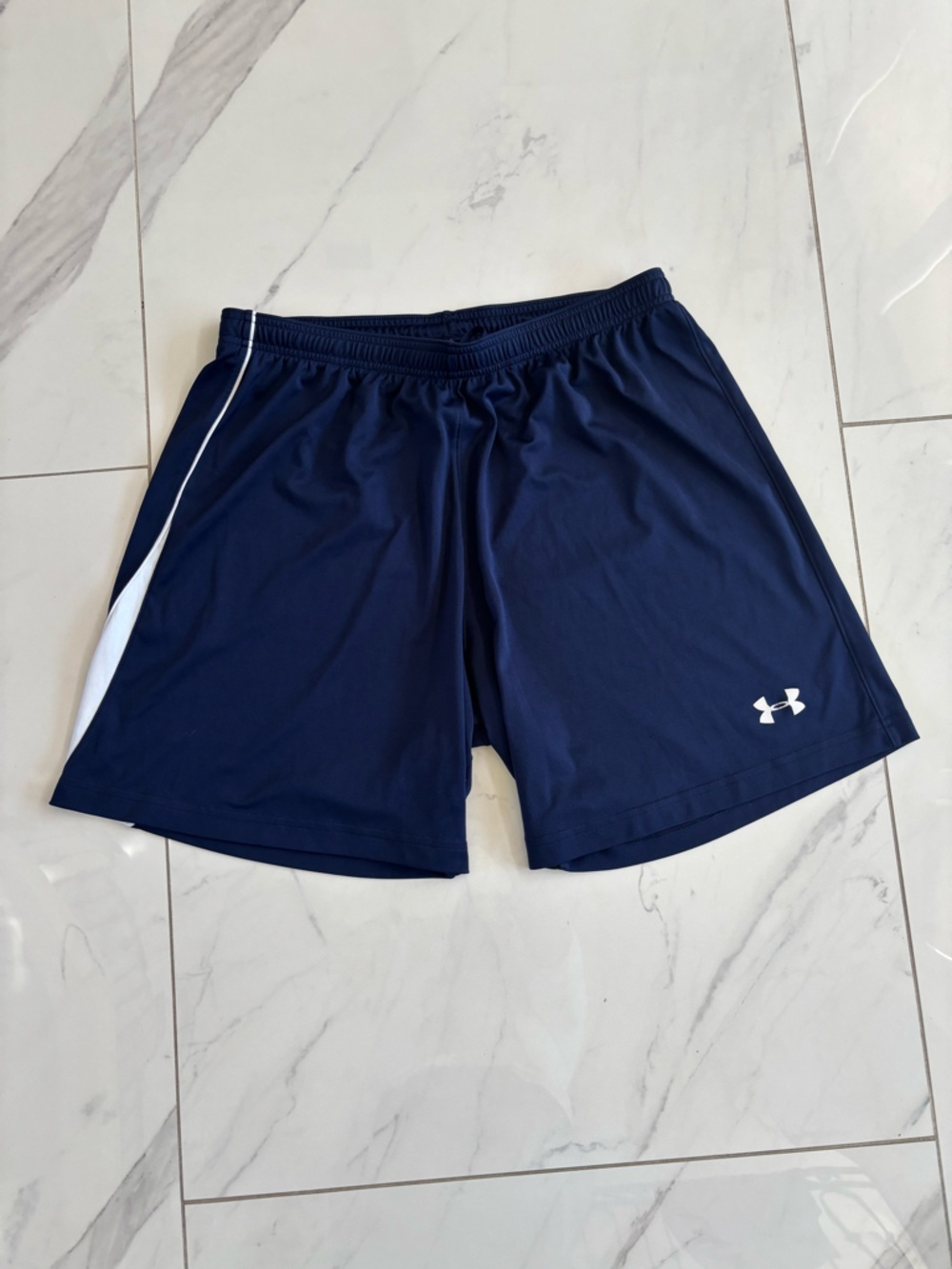 Under Armour Navy Blue Performance Shorts with White Accent and logo - Picture 7 of 8